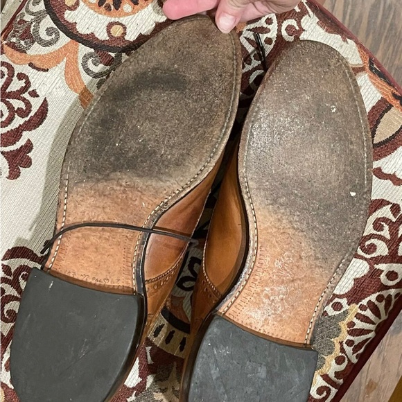 Allen Edmonds McAllister Bench Welt Wingtip Oxford Shoes Men's Size 10.5 Tan Use - Picture 8 of 12